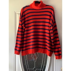 Madewell Orange/Navy Blue Striped Sweater - Sz M